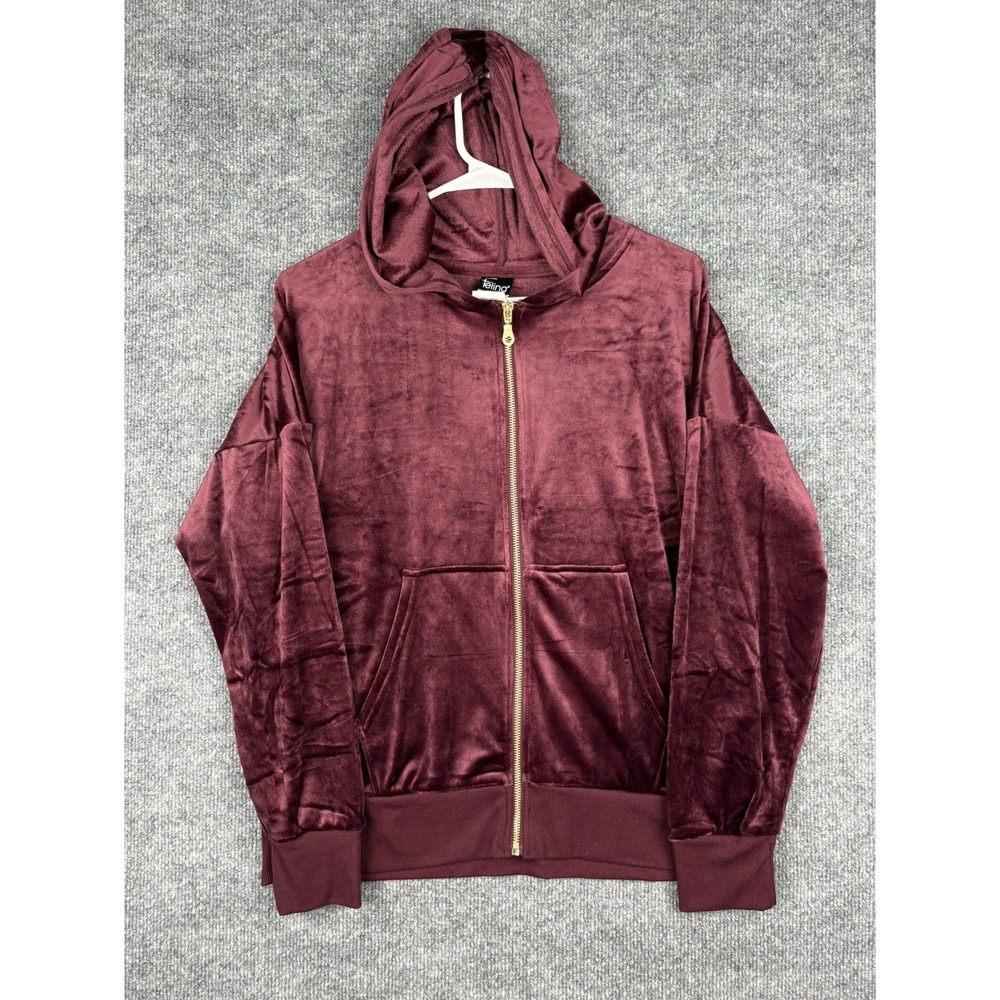 Felina Women's L Velour Hoodie Jogger Set Burgundy New No Tags Tried On - Picture 2 of 13